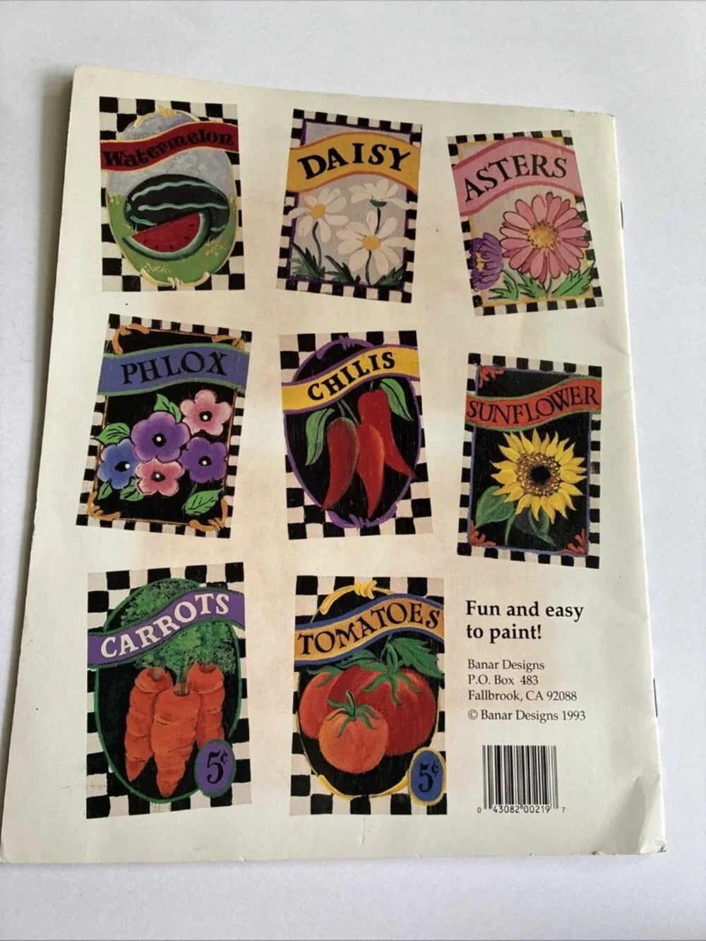 Vintage 1993 Banar Designs Paint A Garden Iron On Transfers Craft Pattern Book